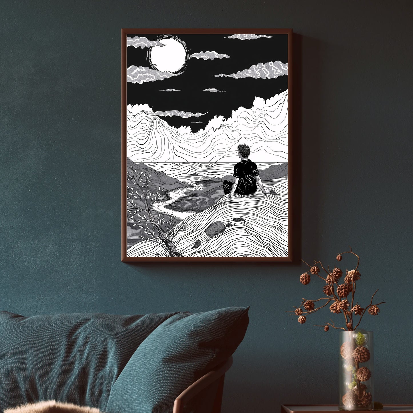 Abstract line Art Framed Wall Art