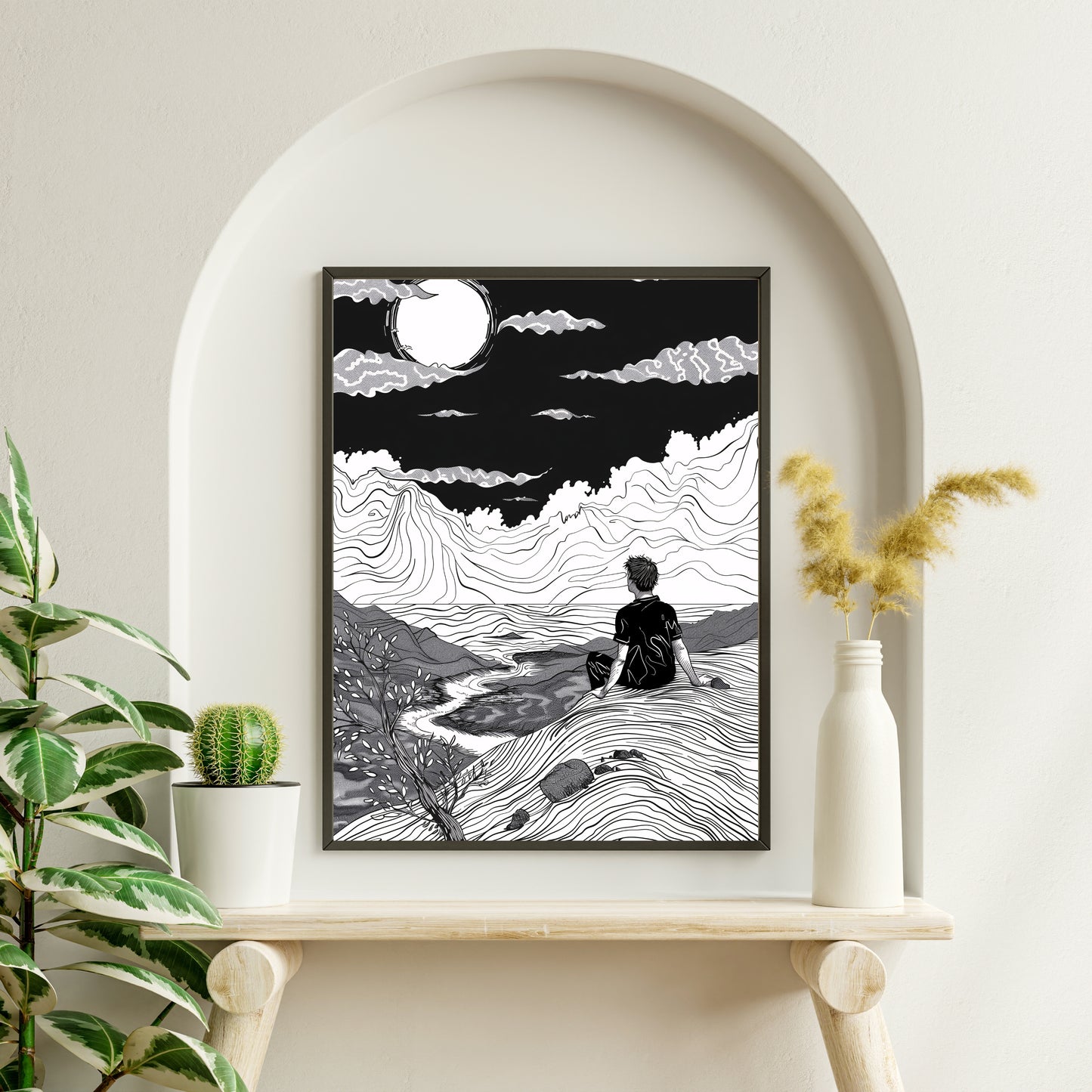 Abstract line Art Framed Wall Art
