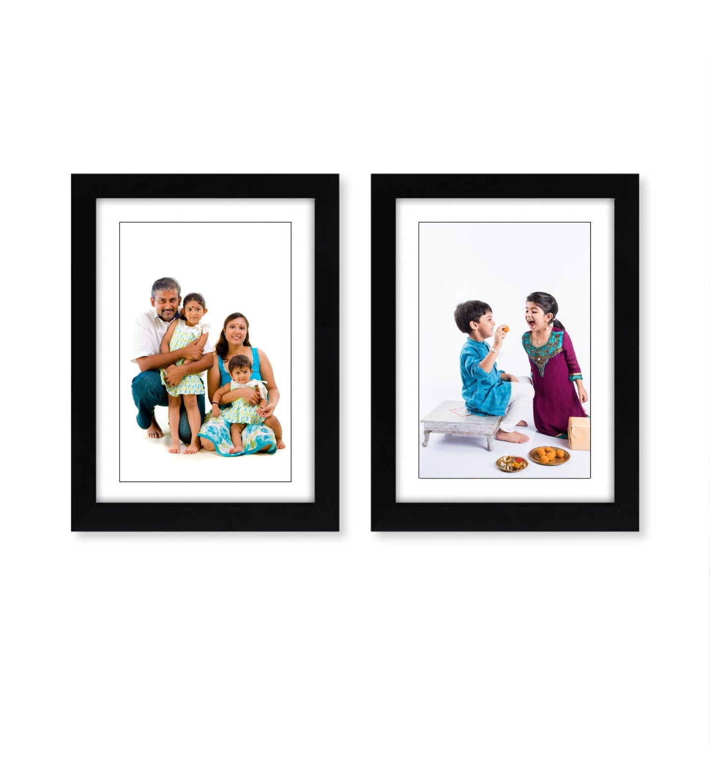 Chitra Frames: Twin Black Wood Photo Collage Frames (Set of 2) - 6x8