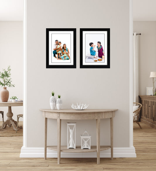Chitra Frames: Twin Black Wood Photo Collage Frames (Set of 2) - 6x8