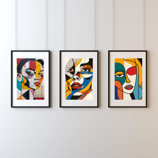 Set of 3- Women Abstract Framed Wall Art